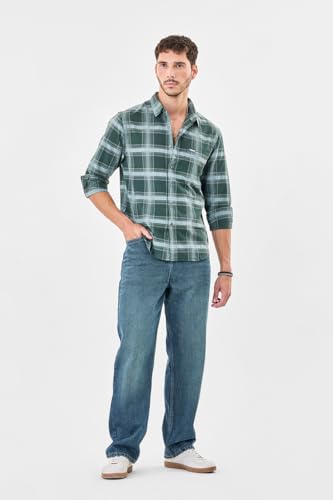 Image of SNITCH Men Casual Shirt | Regular Fit Full Sleeve Spread Collar Checkered Pattern | Durable Cotton Blend & Breathable Fabric Smart Casual Outings