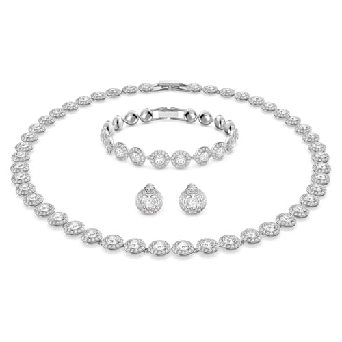 AOWVUTS Parure Mariage Bijoux pour Femme Cristal Mariée Collier Boucle D'oreille et Bracelet en Argent 925 Strass Ensemble de Bijoux avec Zircone Cubique...