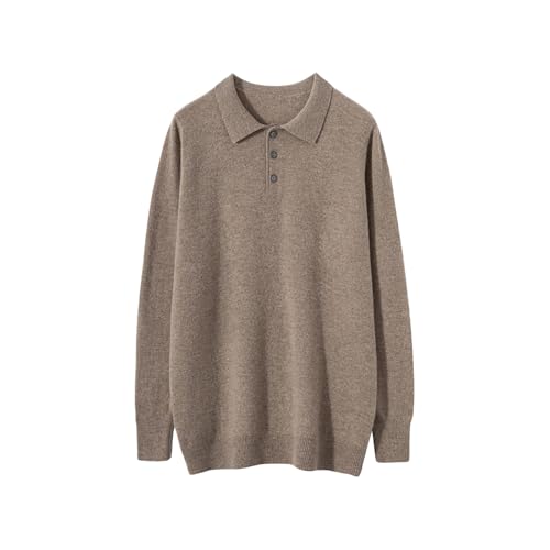 Long Sleeve Wool Polo Sweater for Men Classic Quarter Button Soft Knitted Pullover Warm Business Casual Tops