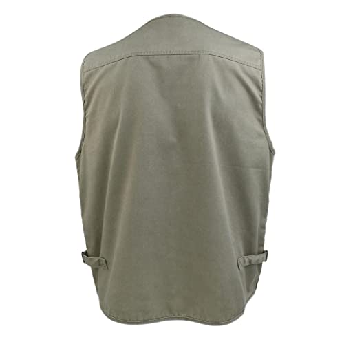 Bonarty Colete jeans de lazer com zíper para pesca, caça, fotógrafo, Caqui, 5XG