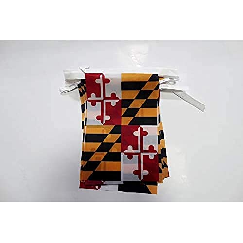 Image of AZ FLAG Maryland 6 meters BUNTING Flag 20 flags 9'' x 6'' - US state of Maryland STRING flags 15 x 21 cm