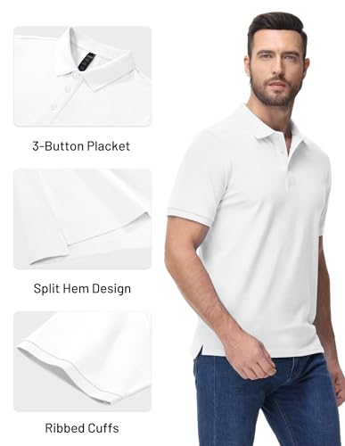 Image of MIER Men's Cotton Pique Polo Shirts, Short Sleeve Golf Work Casual Tops