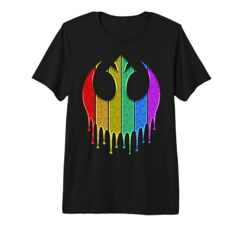 T-shirt Star Wars homme et femme Rebel Rainbow Glitter Logo en maille douce