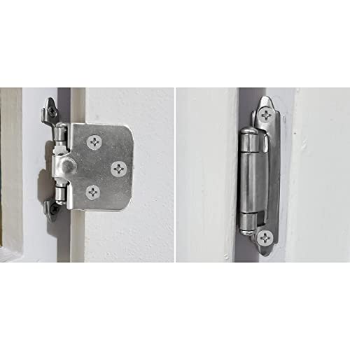 Fviexe 30Pcs Cabinet Hinges, 3/8 Inch Inset Cabinet Hinges Brushed Nickel Kitchen Cabinet Hinges With Screws, Self Closing Cabinet Door Hinges For Kitchen Cabinets/Cupboard/ Furniture Doors #TOP2
