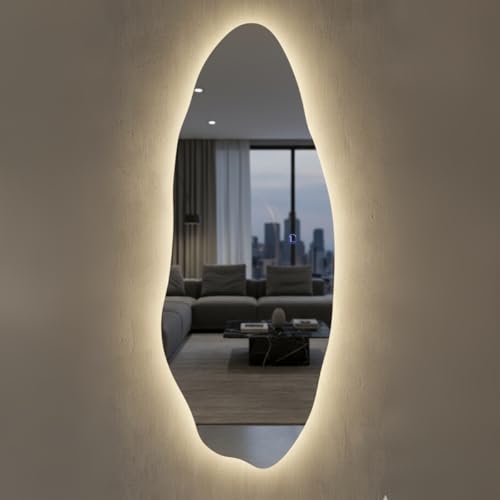 Espelho Lopazzi Orgânico 90x40cm Polido com led touch – Quarto, Banheiro e Sala Design Moderno Acabamento Premium