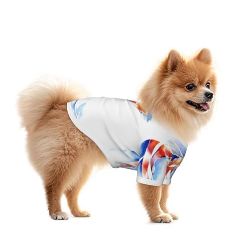 鯉 魚 水彩画 犬服 春夏 犬の服 猫服 半袖 ペット服 Tシャツ 犬抜け毛服 小中型犬服 おしゃれ かわいい スポーツ服 お散歩お出かけウェアに