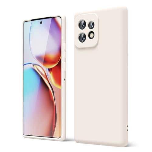 oakxco for Motorola Moto Edge Plus 2023 Case Silicone, Thin Slim Grip Soft Rubber Gel Protective Phone Case for Women, Matte Plain Solid Color Aesthetic Cute Girly Case with Camera Cover, Beige Stone