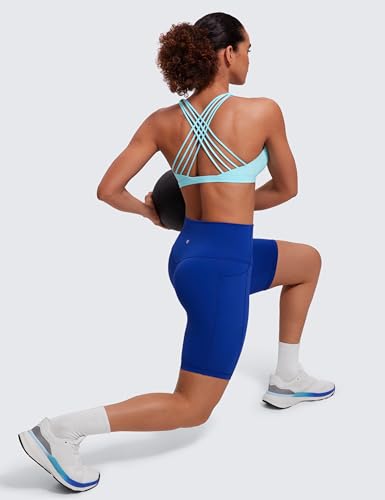 Image of CRZ YOGA Naked Feeling Strappy Sports Bras for Women - Criss Cross Back Wireless Padded Cami Yoga Workout Top