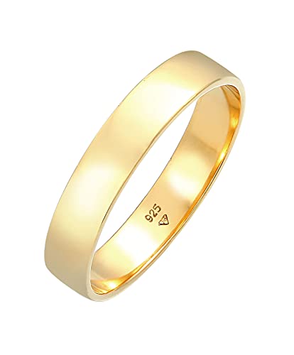 Kuzzoi Bague pour homme (4,5 mm) fabriquée à la main - En argent sterling 925 plaqué or - Alliance de fiançailles - Bague d'amitié - Basic - Pour homme -...