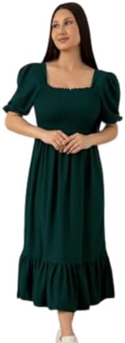 Sheetal Associates Women Casual Regular Sleeves Crepe Solid Fit and Flare Dress - Pack of 1