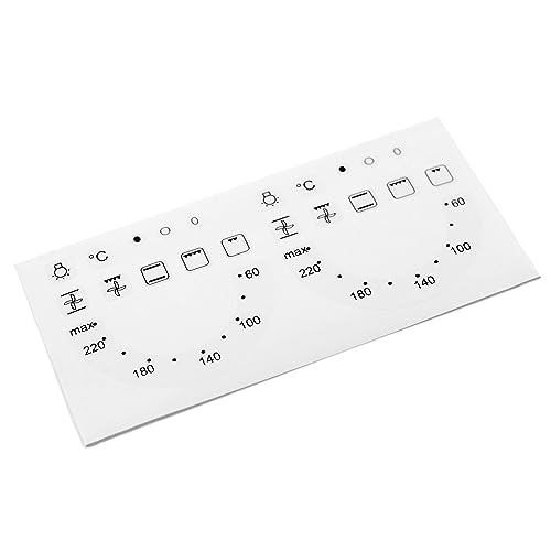 HALLMERS 2x 60-220/Max Degree Celcius Clockwise Temperature Dial + 20 Oven Symbols Decal Control Panel Labels (Black Print Clear Adhesive) Replacement Temperature Sticker Electric Grill Fan Gas Temp Knob