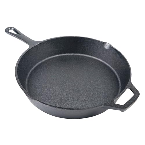 Sartén de hierro fundido de hierro fundido con buidos de goteo, sartén de hierro fundido de 8 pulgadas con mango, sartén pequeño para interiores y exteriores.