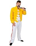 Orion Costumes Mens Rock Star 70s 80s Music Fancy Dress, XL, Yellow, White