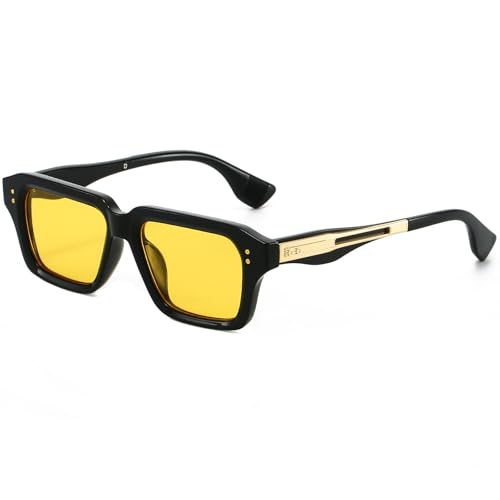 Image of AIEYEZO Rectangle Sunglasses for Men Women Fashion Square Frame Sun Glasses 90's Retro Designer Shades