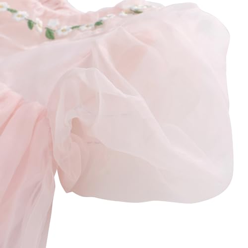 famuka Baby Girl Princess Dress Toddler Summer Puff Sleeve Tulle Dress Little Kid Floral Casual Dress3