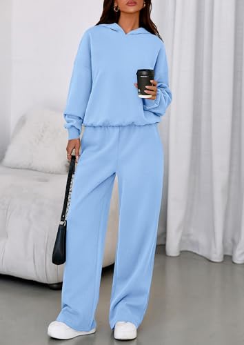 Image of PRETTYGARDEN Womens Sweatsuits 2 Piece Set 2026 Casual Winter Long Sleeve Hoodie Loose Wide Leg Sweatpants Fall Tracksuit