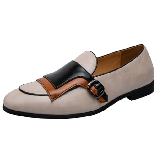 Men’s Luxury Monk-Strap Loafers - Italian Calfskin, Silver Plated Buckles, Certified Memory Foam, Suede Lining - Versatile for Business Meetings & Cigar Evenings