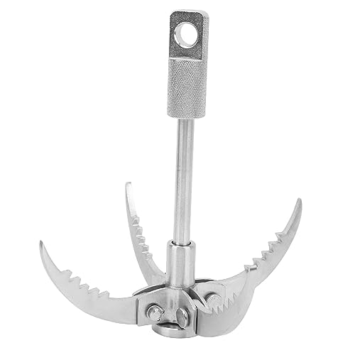 lvifloae 4Claw Folding Stainless Steel Grapple Hooks, Non Slip Stainless Steel Prongs, Small Grappling Hook Folding Claw Grappling Hook Stainless Steel for Outdoor Mountain Climbin