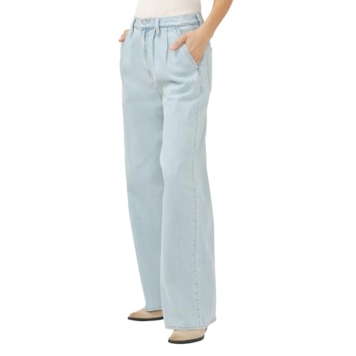 Silver Jeans Co. Women's High Rise Pleated Trouser Leg Jeans2
