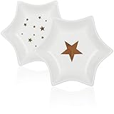 com-four® 2x Porzellanschale in Sternform - Dekoteller für Plätzchen und Snacks - dekorative Weihnachtsschale (02 Stück - Stern)