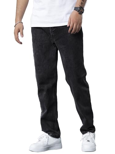 Image of AVANOVA Men's Slant Pocket Wide Leg Jeans - Casual Loose Fit Denim Pants, Cotton Blend Trousers with Slant Pockets for Daily & Streetwear (Jeans-139)