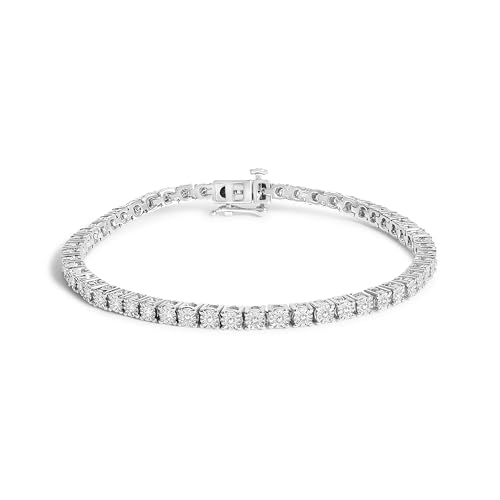 1/2 to 3 Carat Weight .925 Sterling Silver Lab Grown Diamond Tennis Bracelet - 7.25
