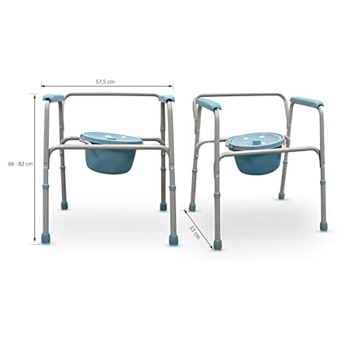 Silla para baño QUIRUMED, estructura de aluminio y asiento de PVC, altura ajustable, con inodoro removible, para personas mayores y discapacitadas miniatura 2