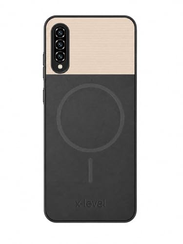 Image of Bintage Dual-Leather Mac Safe Design Phone Case| Soft Touch Finish | Full Camera Protectection Back Cover Compatible for Samsung A50s /Samsung A30s - White & Starry Black