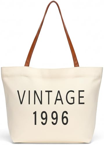 Siteshy 30th Birthday Gifts for Women, Vintage 1996 Canvas Tote Bag, 30th Birthday Gift Decorations for Daughter, white 1996