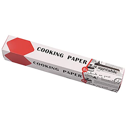 SalLady White Picnic Cookies Roasting Liner Baking Paper Roll Flat Heatproof Safe 12in x 26ft Lightweight Professional Parchment Sheets with Cutter
