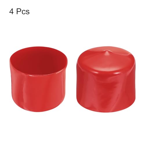 Image of uxcell 4pcs Rubber End Caps 46mm ID Vinyl Round End Cap Cover Screw Thread Protectors Red, 40mm Height