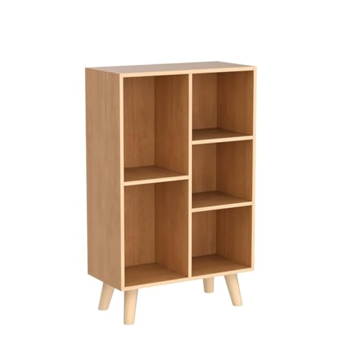 Image of IOTXY Wooden Open Shelf Bookcase - 3-Tier Bookshelf with Legs, Pear Yellow