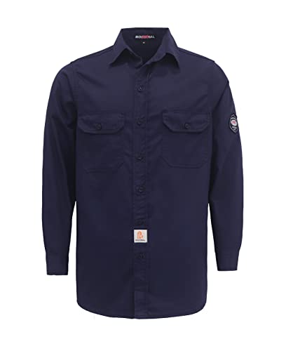 BOCOMAL FR Shirts 6.25oz Light Weight Summer Welding Shirts Flame Resistant Shirt Navy Men s Fire Retardant Shirt