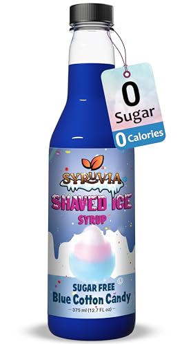 Syruvia Sugar-Free Snow Cone Syrup 12.7oz - Blue Cotton Candy - 0 Calorie Syrup For Shaved Ice, Snow Cones, Slushies, Italian Soda, Popsicles. Keto Friendly, Kosher, Dairy Free
