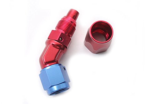 Autobahn88 AN6 Swivel Hose End Fitting – Straight, Male To 3/8" Fuel Hard Line, Anodized Blue/Red