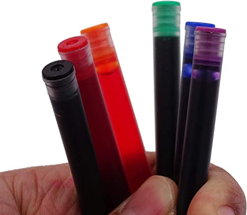 Image of GOLD LEAF 30 PCS Jinhao Fountain Pen Ink Cartridges Refill - 6 Colors Set (Black, Blue, Green, Pink, Red, Orange) - Standard 2.6mm