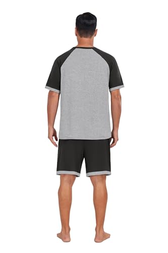 Image of Mens Pajamas Set Lightweight Summer Pjs Sleepwear Soft Comfy Short Sleeve Loungewear With Pocket (S-4X)