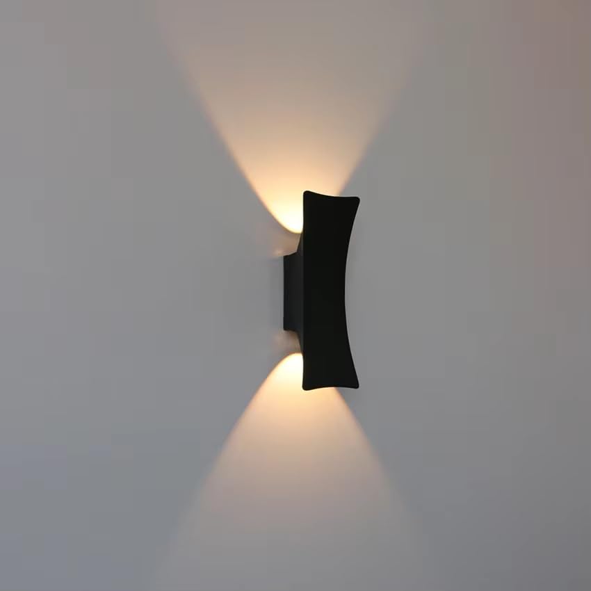 Lampa ścienna LED - wklęsłe aluminiowe oświetlenie zewnętrzne do ogrodu, ganku, przedpokoju, czarno-białe oświetlenie dekoracyjne, nowoczesny styl