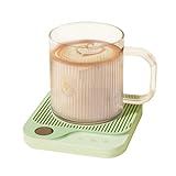 カップウォーマー 焼き切れ防止自動断電 3段階調温 ディスプレイ付きスマートヒートキープ コップ保温器 コーヒーウォーマー 保温コースター (緑 110V)