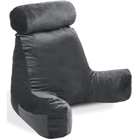 bananair - Reading Cushion with Shredded Foam, Ideal for Reading, Can be Used as Bolster Pillow (Grey) Cover