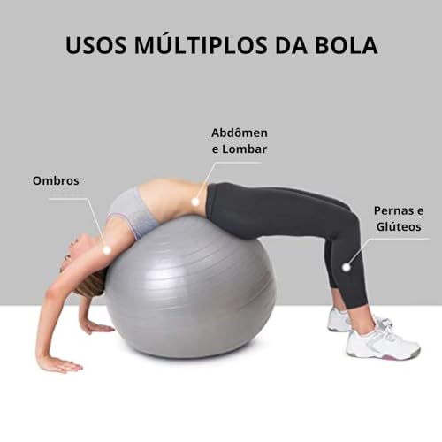Bola de Pilates Yoga Abdominal Fitness 65cm até 300kg Exercícios Bola de Ginástica Reforçada Dasshau