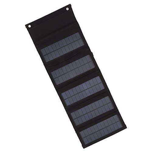 50W Portable Solar Panel Bag Monocrystalline Silicon 5 Folding Solar Panel Case for Outdoor Emergency (Black)