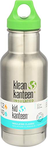 Klean Kanteen Kids Insulated Stainless Steel Water Bottle with Leak Proof Loop Cap - 12oz - Brushed Stainless