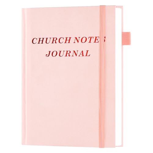 JUBTIC Church Notes Journal & Sermon Notes Notebook - Guided Christian Notebook for Note Taking Sermon/Scripture Verses/Bible/Application Christian Gifts for Men & Women(Pink)