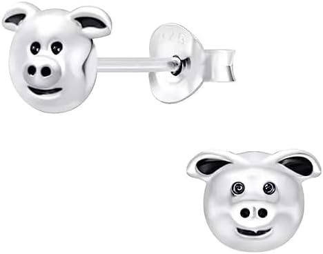 Sterling Silver Pig Earrings - Stud Gift