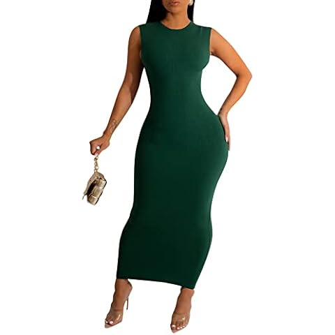 FairBeauty Women's Ribbed Bodycon Long Dress Cover