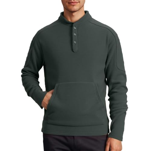Generisch Jersey para hombre, cuello alto, corte ajustado, manga larga, monocolor, invierno, informal, parte superior moderna, verde, 3XL