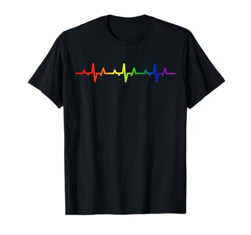 Gay Heartbeat Pride Rainbow Flag LGBTQ T-Shirt