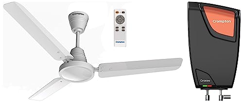 Image of Crompton Gracee 5-L Instant Water Heater (Geyser) & Crompton Energion HS 1200 mm BLDC Ceiling Fan with Remote Energy Efficient 5 Star Rated High Speed (Opal White)