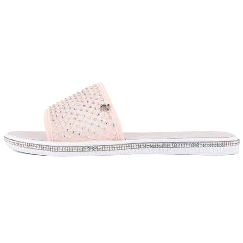 Image of Juicy Couture Women's Slide Sandals - Glitter Bling Open Toe Sparkle Flats - Dressy Summer Casual Footwear